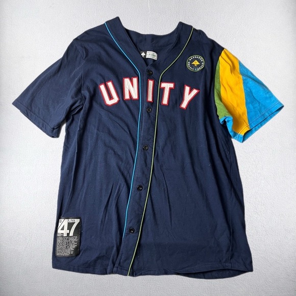 Lrg Other - LRG Baseball Jersey Mens XL Navy Blue Unity 47 Lifted Research Group Colorblock